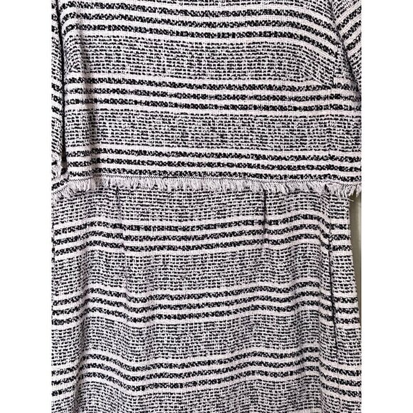 Zara Womens Black & White Striped Short-Sleeve Dress Small Tweed - Picture 3 of 13